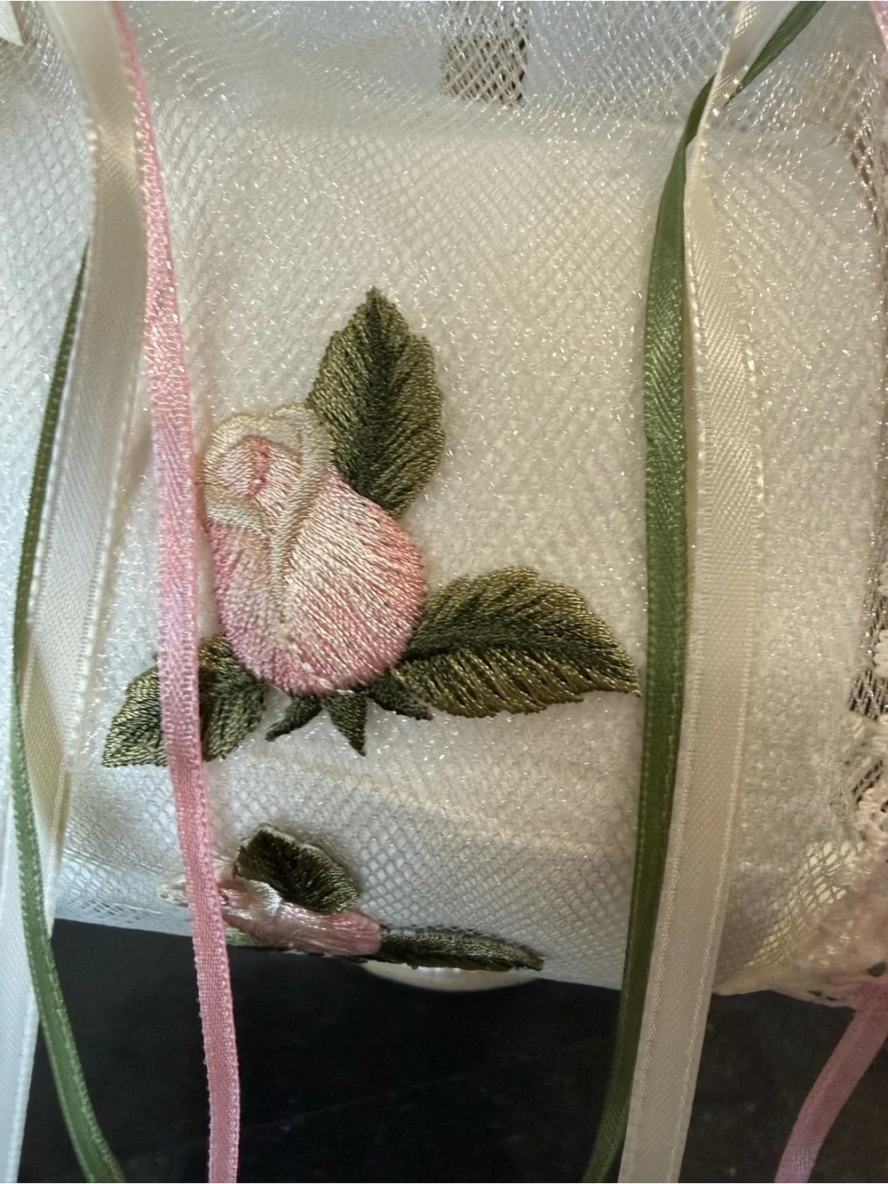 🌷 Hand Crafted Pink & Green Rose Hand Towel & Spare Toilet Paper Holder 🌷